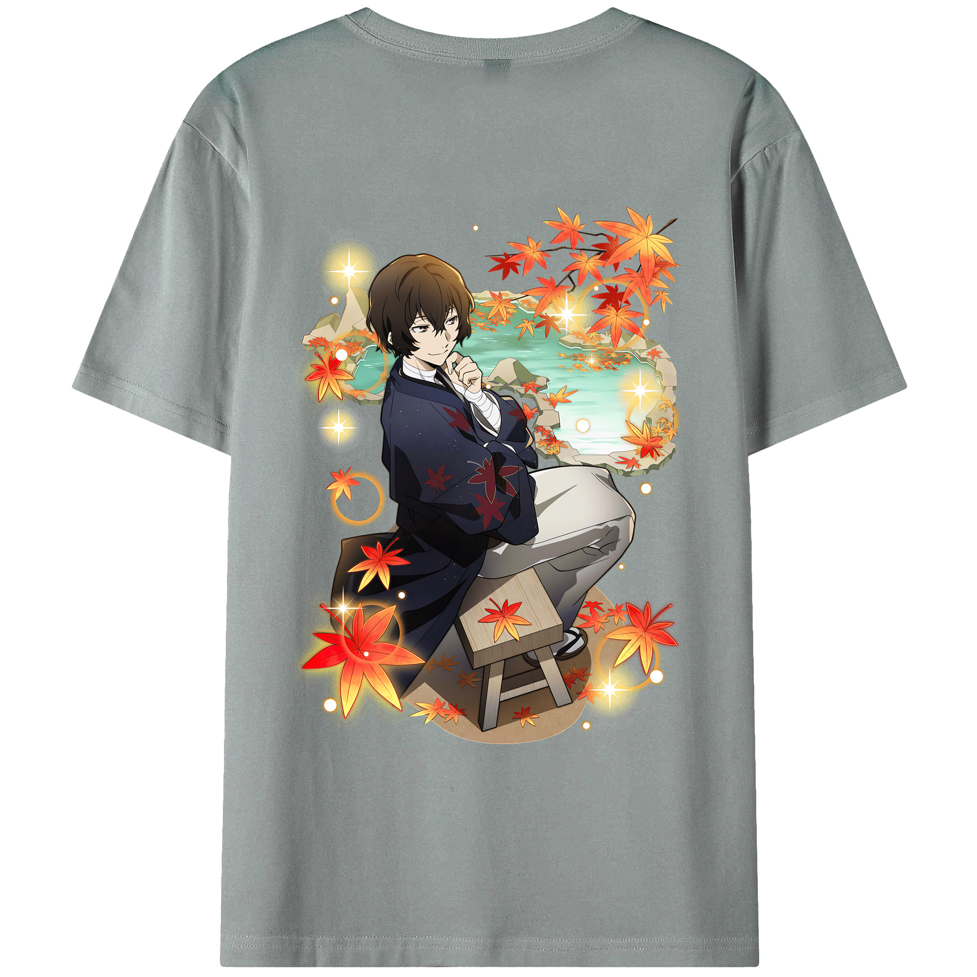 （画像用） 文豪ストレイドッグス Bungo Stray Dogs 綿100％ メンズ半袖Tシャツ（バックプリント） 通気性